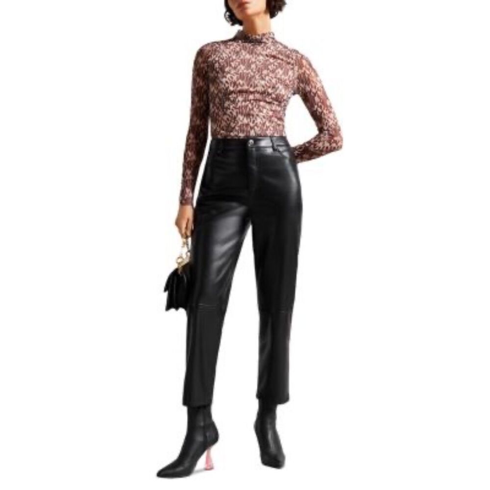 Ted Baker NEW Faux Leather pants $225 Retail Plaider Straight Crop Size 3/US 8